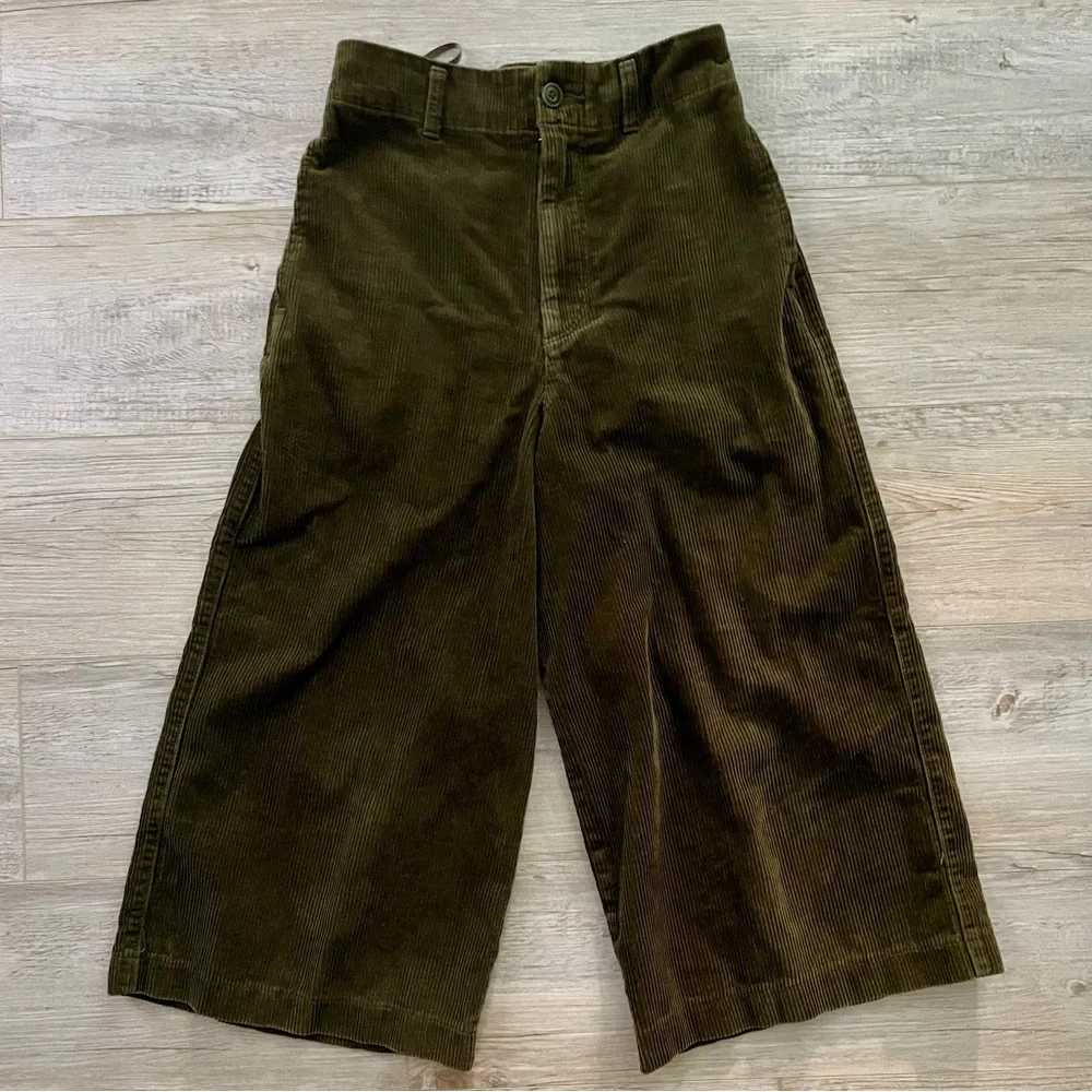 Olive Green Corduroy Culottes - Picture 1 of 5